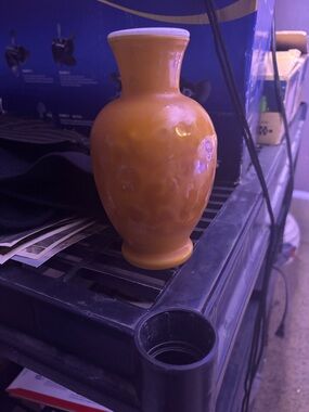 Vintage 1981 Avon Spring Bouquet vase-Amber coated milk glass.
